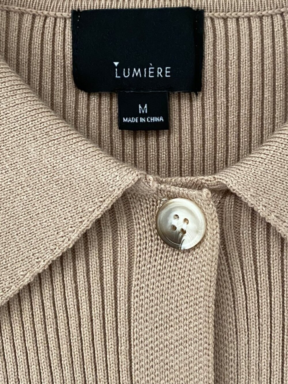 Lumière Ribbed Collared Button-Front Cardigan - Size M - NWT - Picture 3 of 6
